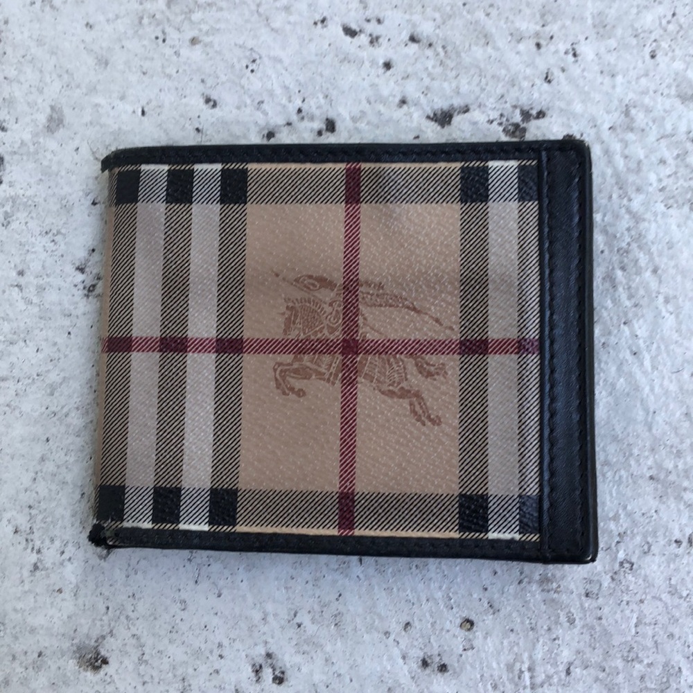 Burberry Beige and Black Checkered Wallet